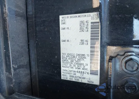 2010 Nissan Altima 2.5 S from USA, damaged, VIN 1N4AL2AP7AN488876